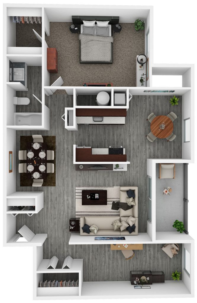 One bedroom with den floor plan illustration